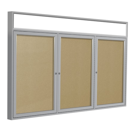 Ghent Enclosed Bulletin Board, 3 Door, Vnyl, Ill Hdlnr Frm, 3 ft H x 6 ft W, Caramel PAVLX8-181